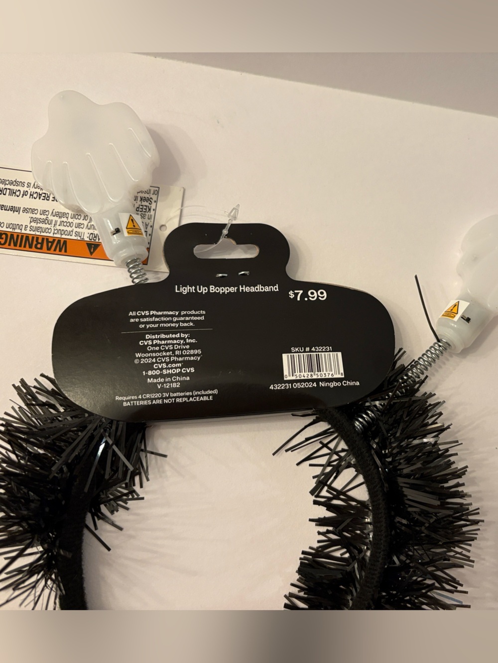 Spooky Village Black Light-Up Bopper Headband. - Picture 3 of 6